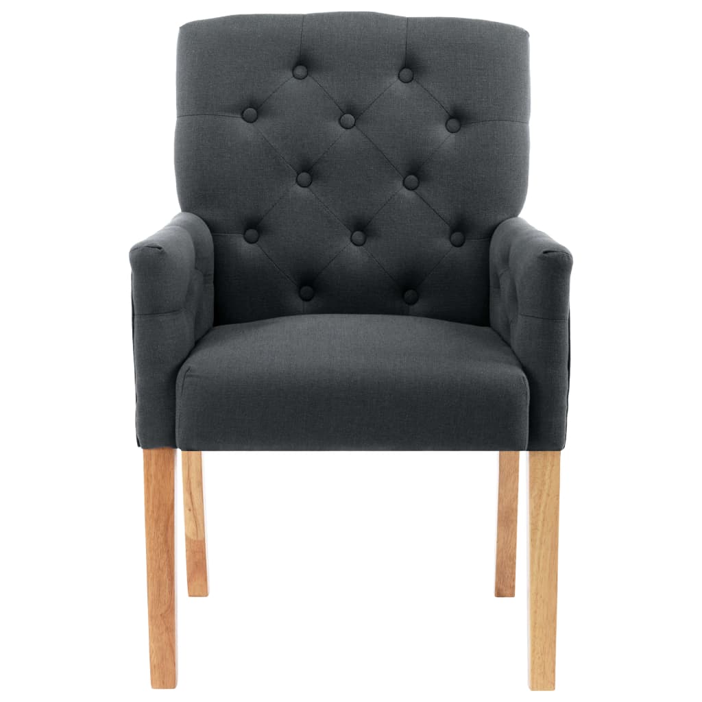 vidaXL Krzesło stołowe z podłokietnikami, szare, obite tkaniną
