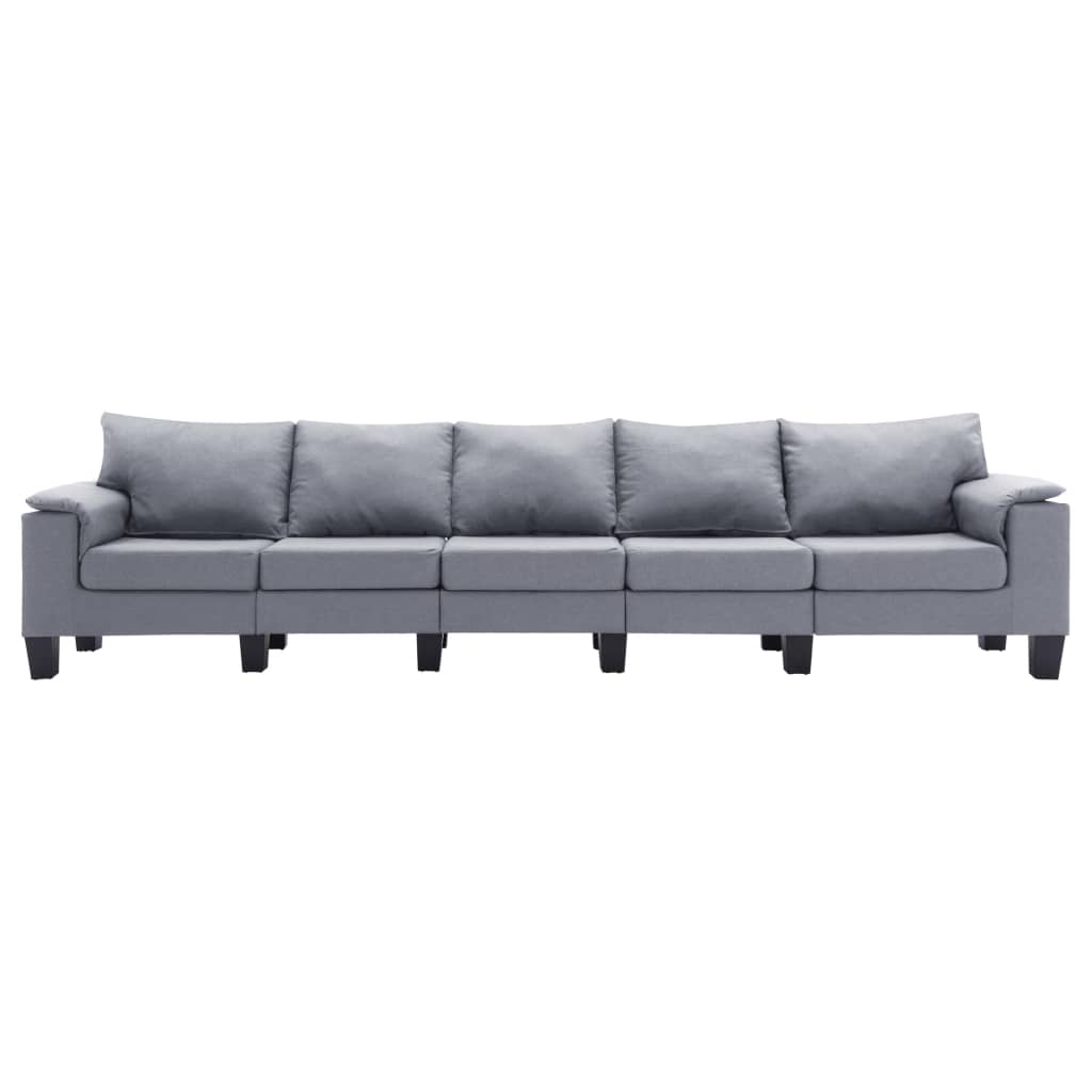 vidaXL 5-osobowa sofa, jasnoszara, tapicerowana tkaniną