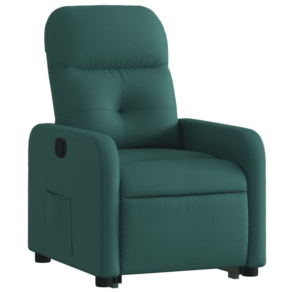 vidaXL Podnoszony fotel rozkładany, ciemnozielony, obity tkaniną