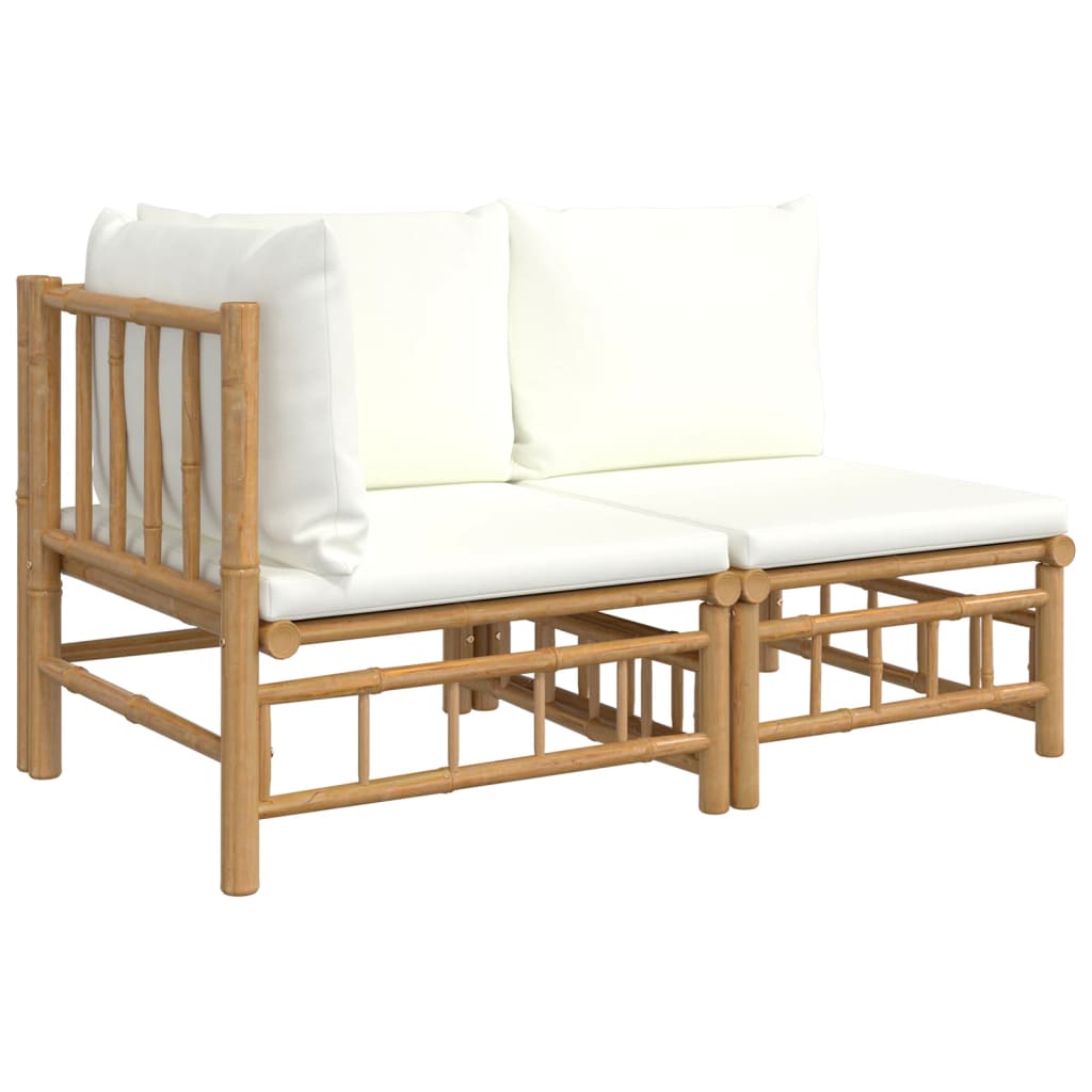 vidaXL 2-cz. zestaw mebli do ogrodu, kremowe poduszki, bambus