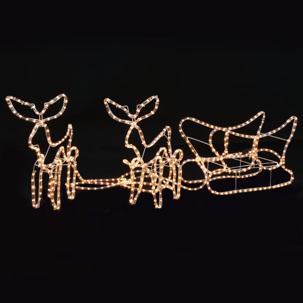 vidaXL Świąteczna ozdoba, 2 renifery z saniami, 300 x 24 x 47 cm