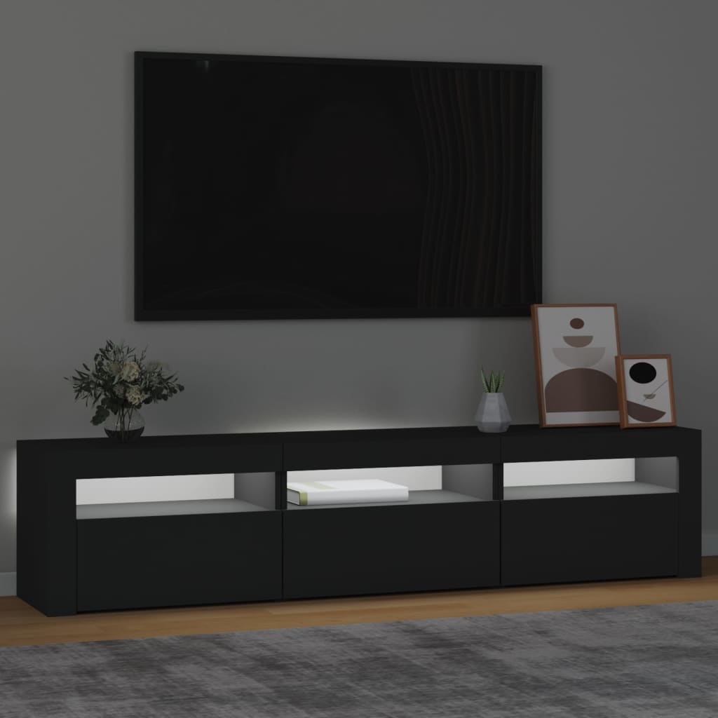 vidaXL Szafka pod TV z oświetleniem LED, czarna, 180x35x40 cm