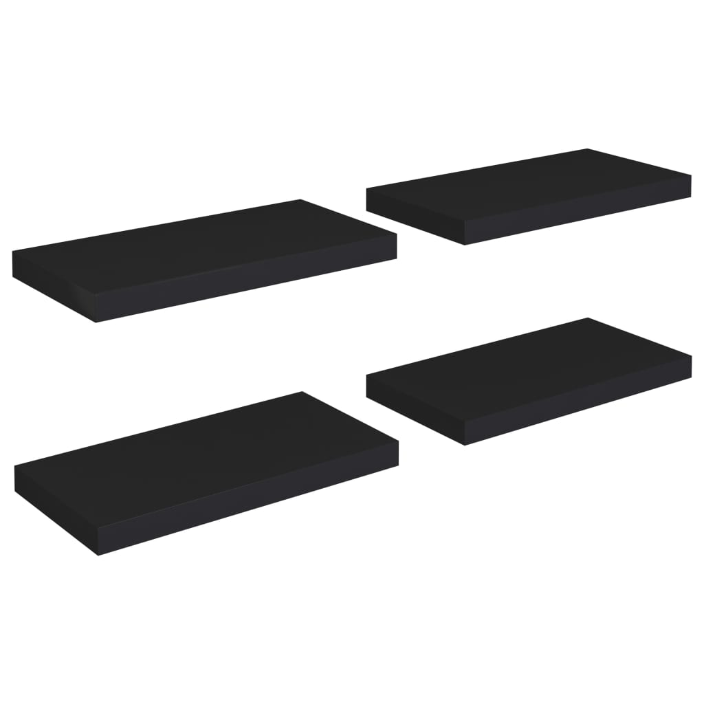 vidaXL Półki ścienne, 4 szt., czarne, 50x23x3,8 cm, MDF
