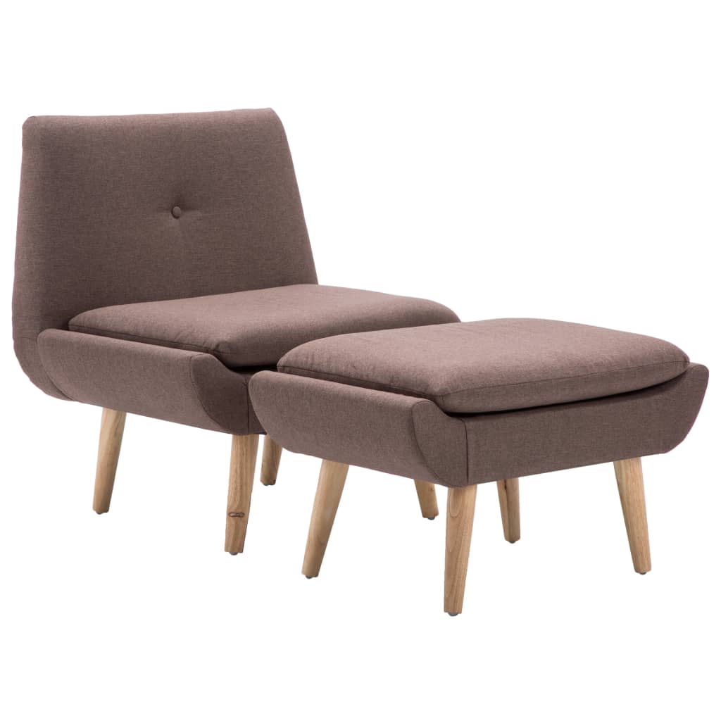 vidaXL Fotel z podnóżkiem, brązowy, tkanina