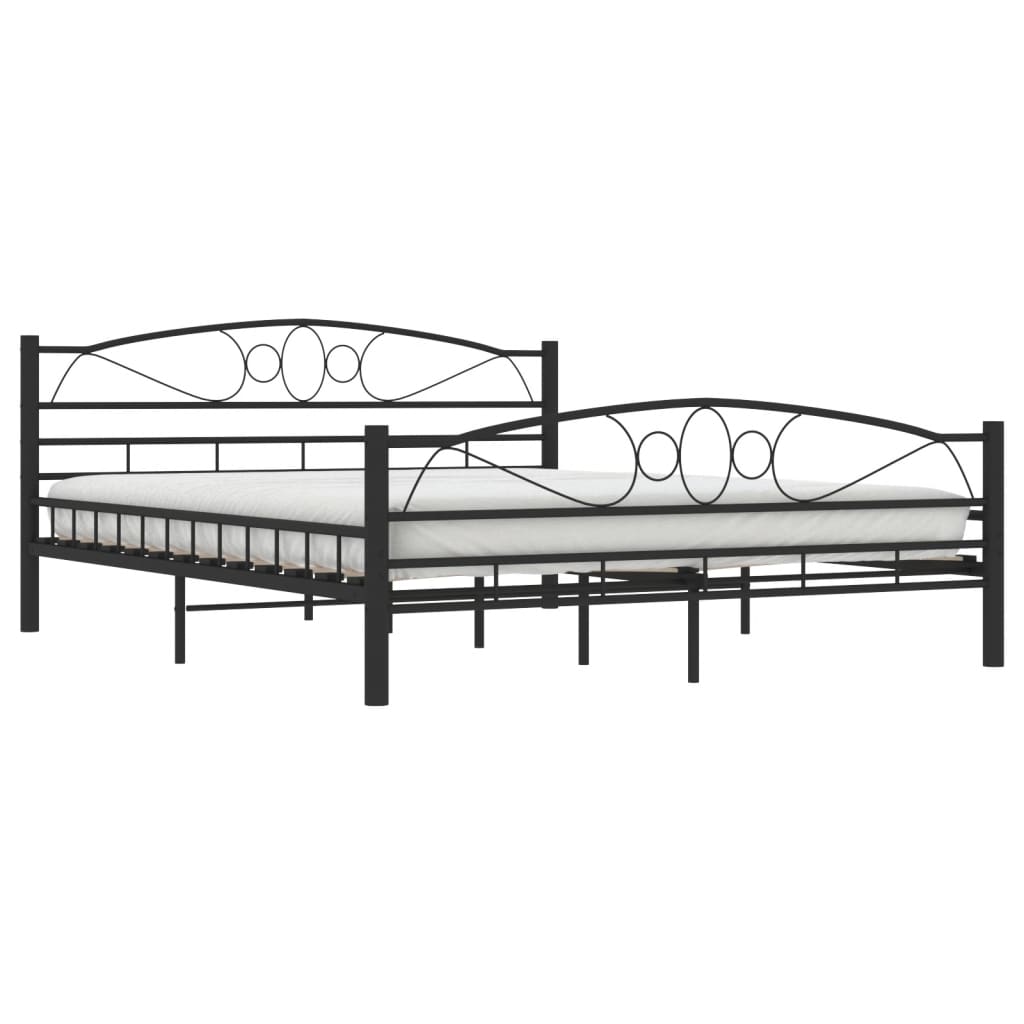vidaXL Rama łóżka, czarna, stalowa, 160 x 200 cm