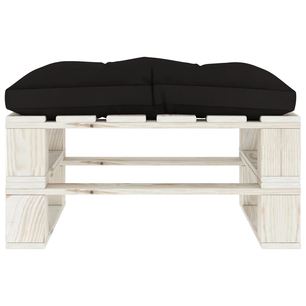 vidaXL Ogrodowy stołek z palet z czarną poduszką, drewniany