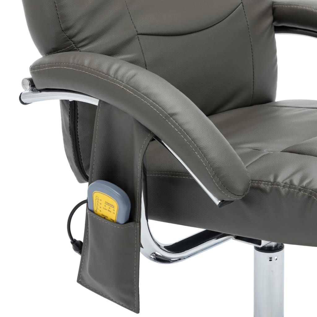 vidaXL Fotel do masażu z podnóżkiem, regulowany, szary, ekoskóra