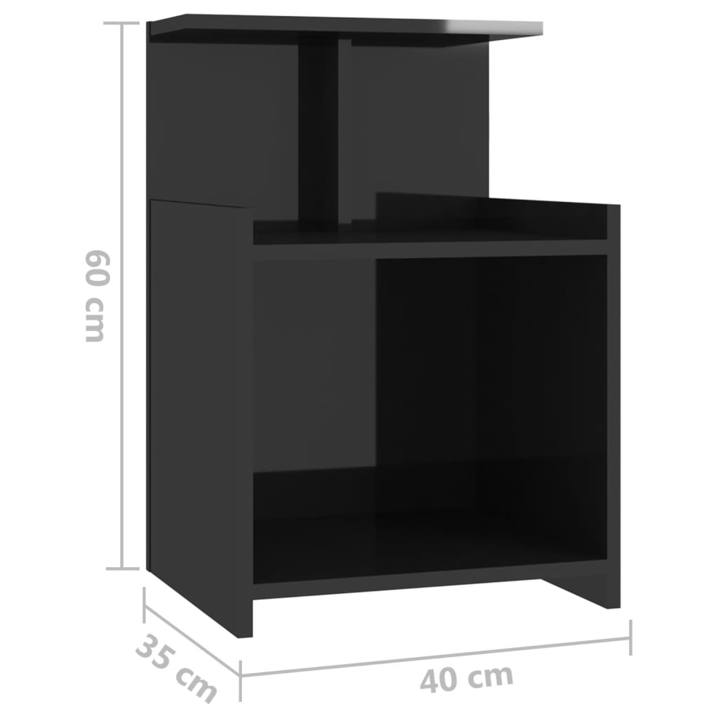 vidaXL Szafka nocna, czarna, wysoki połysk, 40x35x60 cm, płyta wiórowa