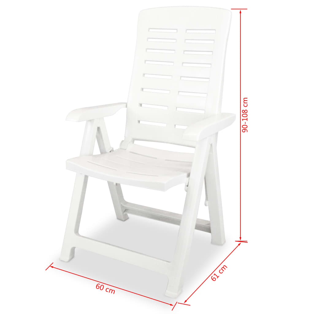 vidaXL Krzesła ogrodowe rozkładane, 4 szt., plastikowe, białe