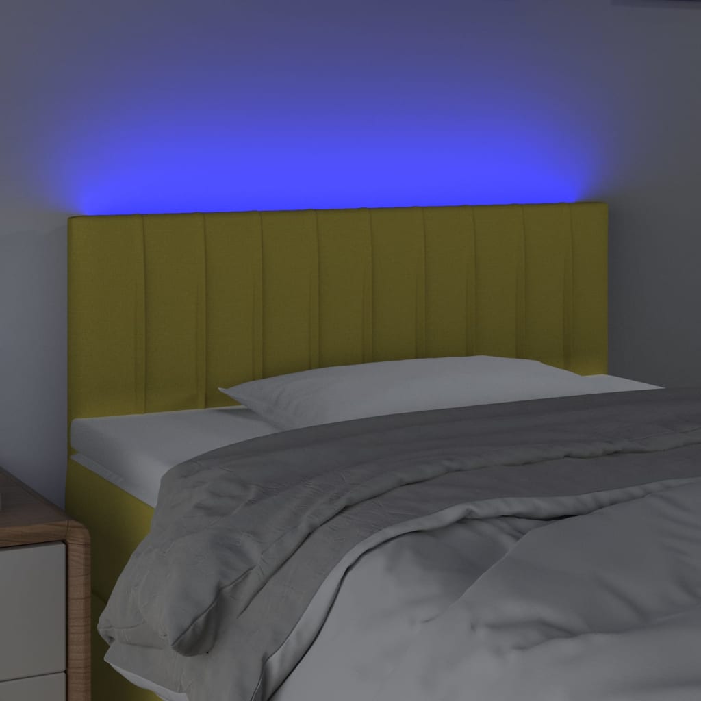 vidaXL Zagłówek do łóżka z LED, zielony, 80x5x78/88 cm, tkanina