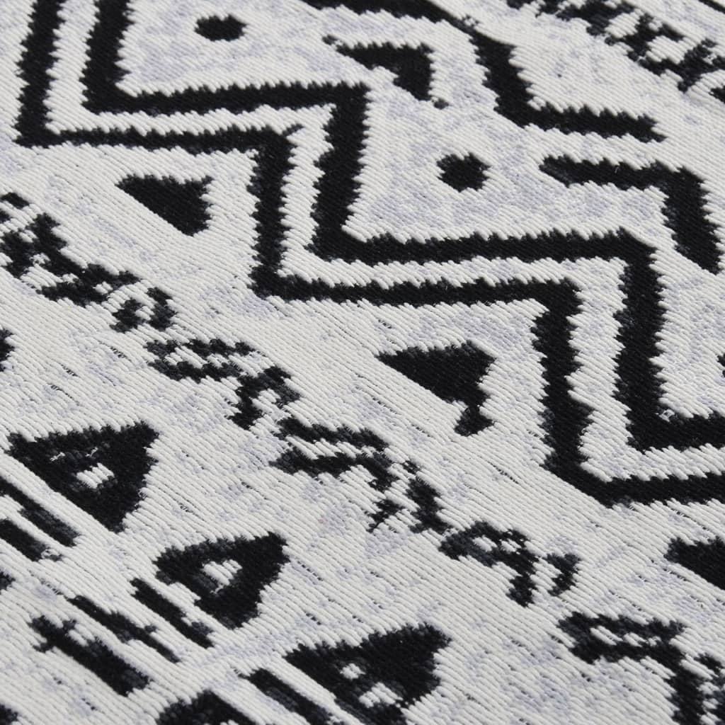 vidaXL Dywanik, czarno-biały, 80x300 cm, bawełniany