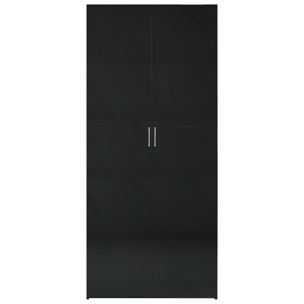 vidaXL Szafa, czarny, połysk, 80x35,5x180 cm, materiał drewnopochodny