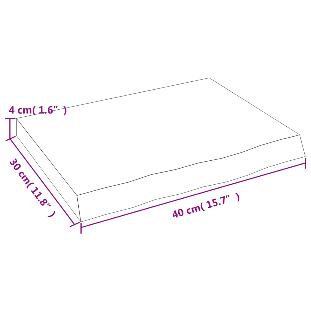 vidaXL Blat do łazienki, 40x30x(2-4) cm, surowe, lite drewno