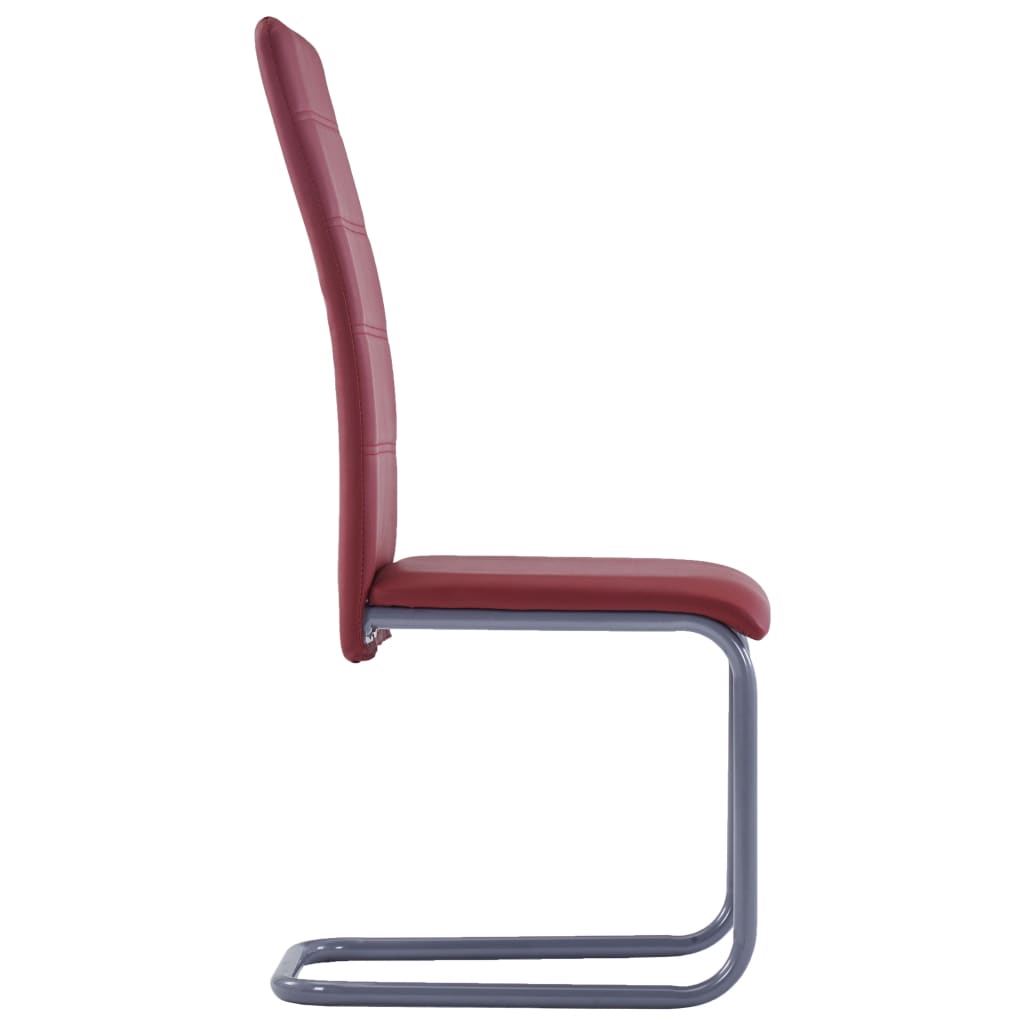 vidaXL Krzesła stołowe, wspornikowe, 2 szt., czerwone, sztuczna skóra