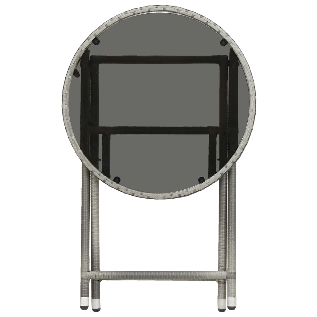 vidaXL 3-częściowy zestaw bistro, rattan PE i hartowane szkło, szary