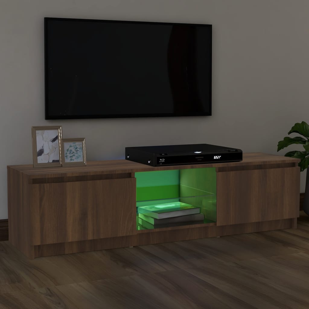 vidaXL Szafka pod TV z LED, brązowy dąb, 120x30x35,5 cm