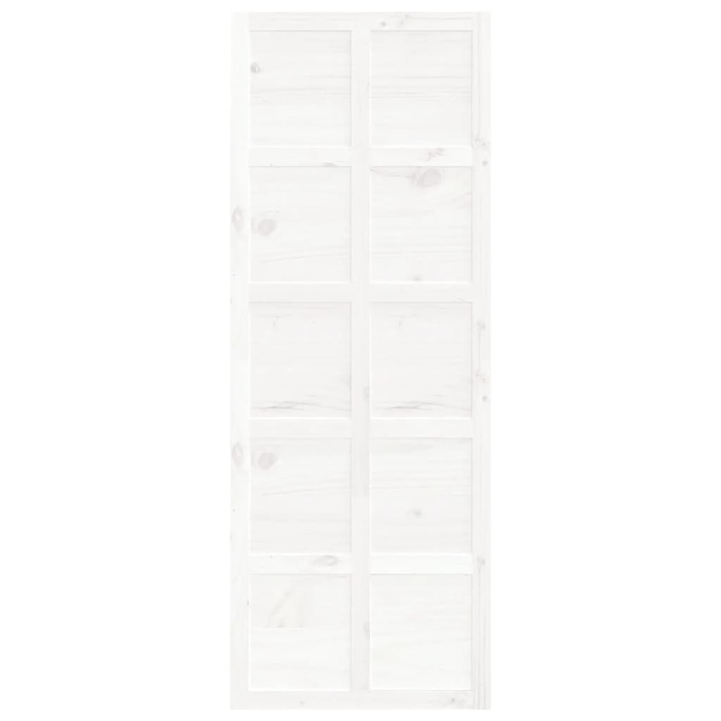 vidaXL Drzwi przesuwne, białe, 80x1,8x214 cm, lite drewno sosnowe