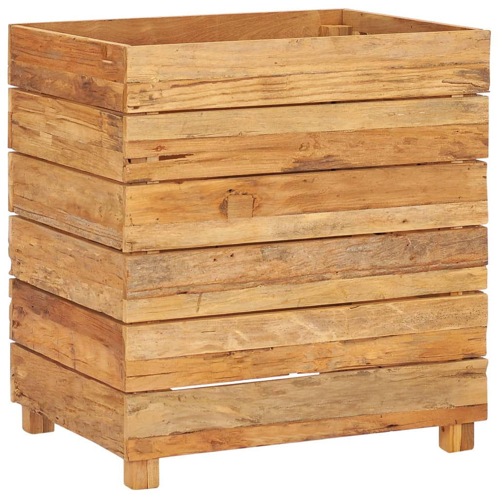vidaXL Podwyższona donica 50x40x55 cm, drewno tekowe z recyklingu/stal
