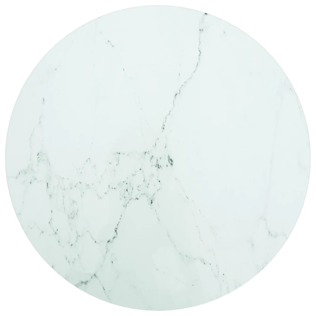 vidaXL Blat do stołu, biały, 50x0,8 cm, szkło ze wzorem marmuru