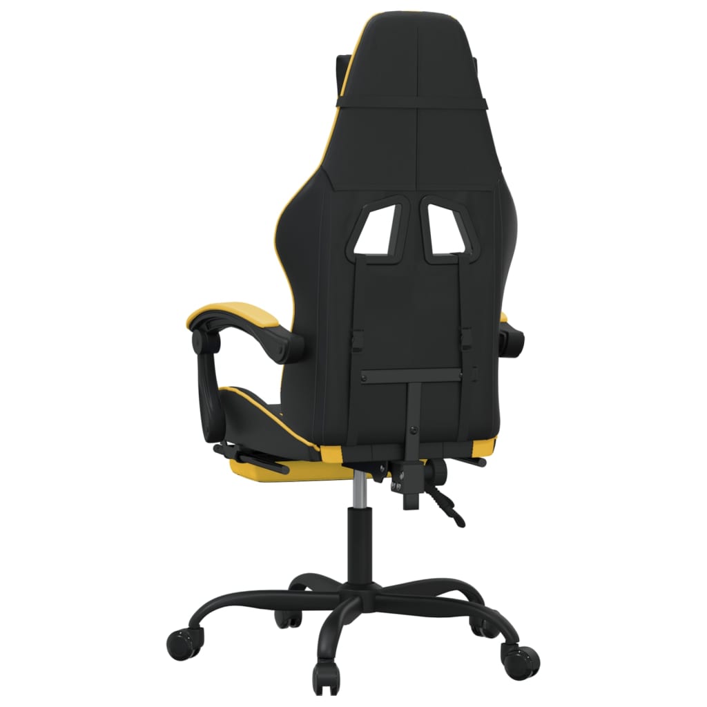 vidaXL Obrotowy fotel gamingowy z podnóżkiem, czarno-złoty
