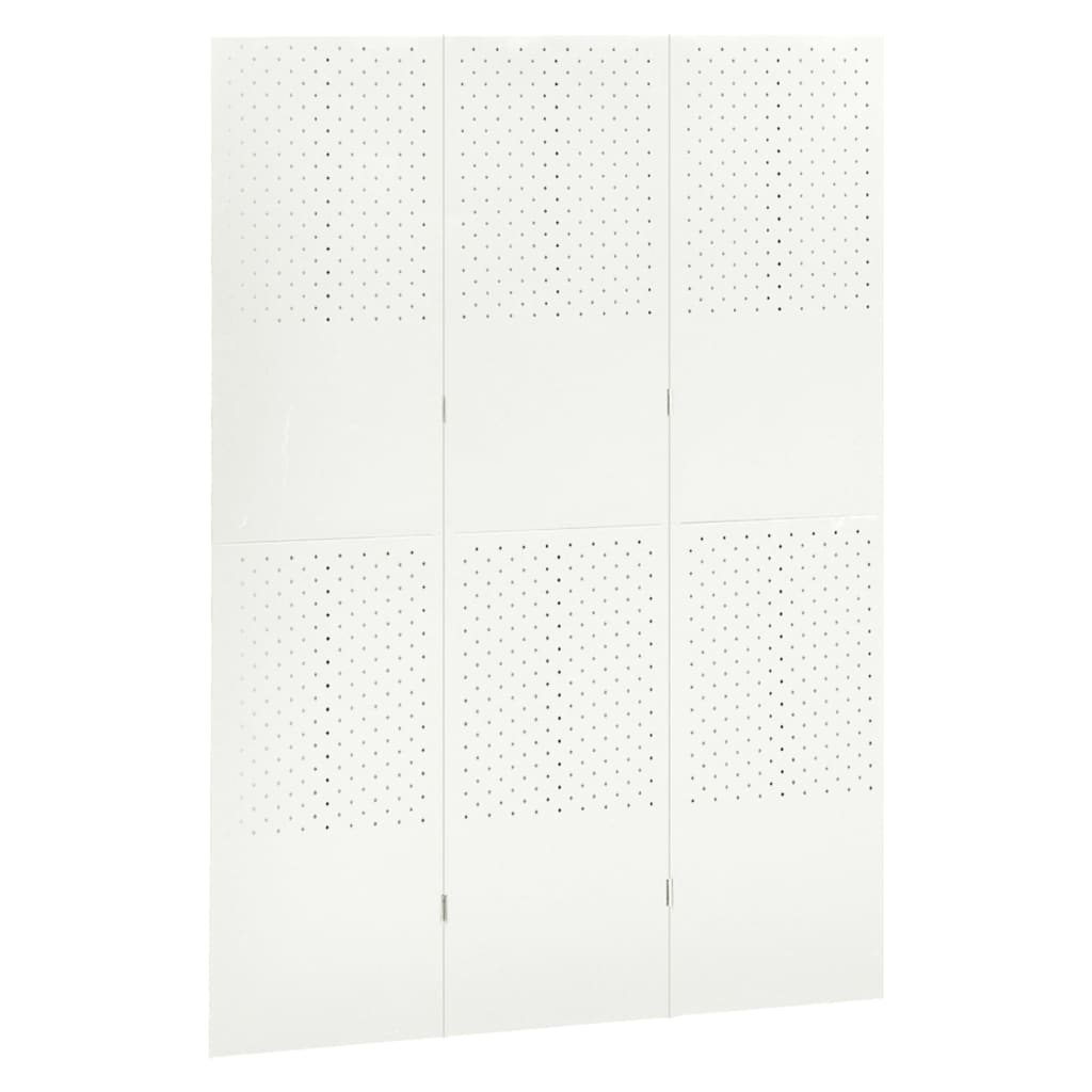 vidaXL Parawan 3-panelowy, biały, 120 x 180 cm, stalowy