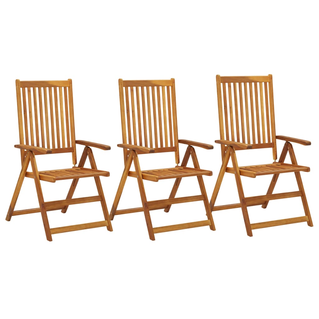 vidaXL Rozkładane krzesła ogrodowe, 3 szt., lite drewno akacjowe