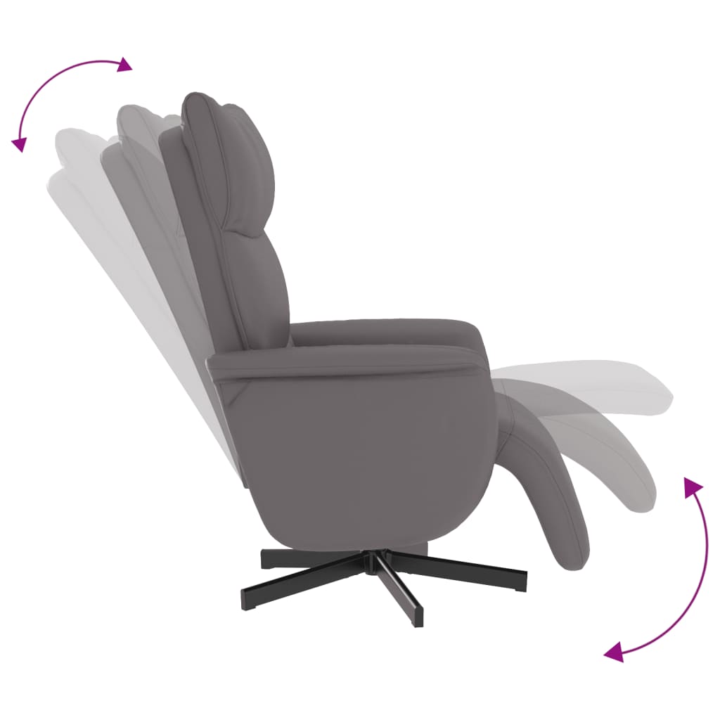 vidaXL Rozkładany fotel z podnóżkiem, szary, sztuczna skóra