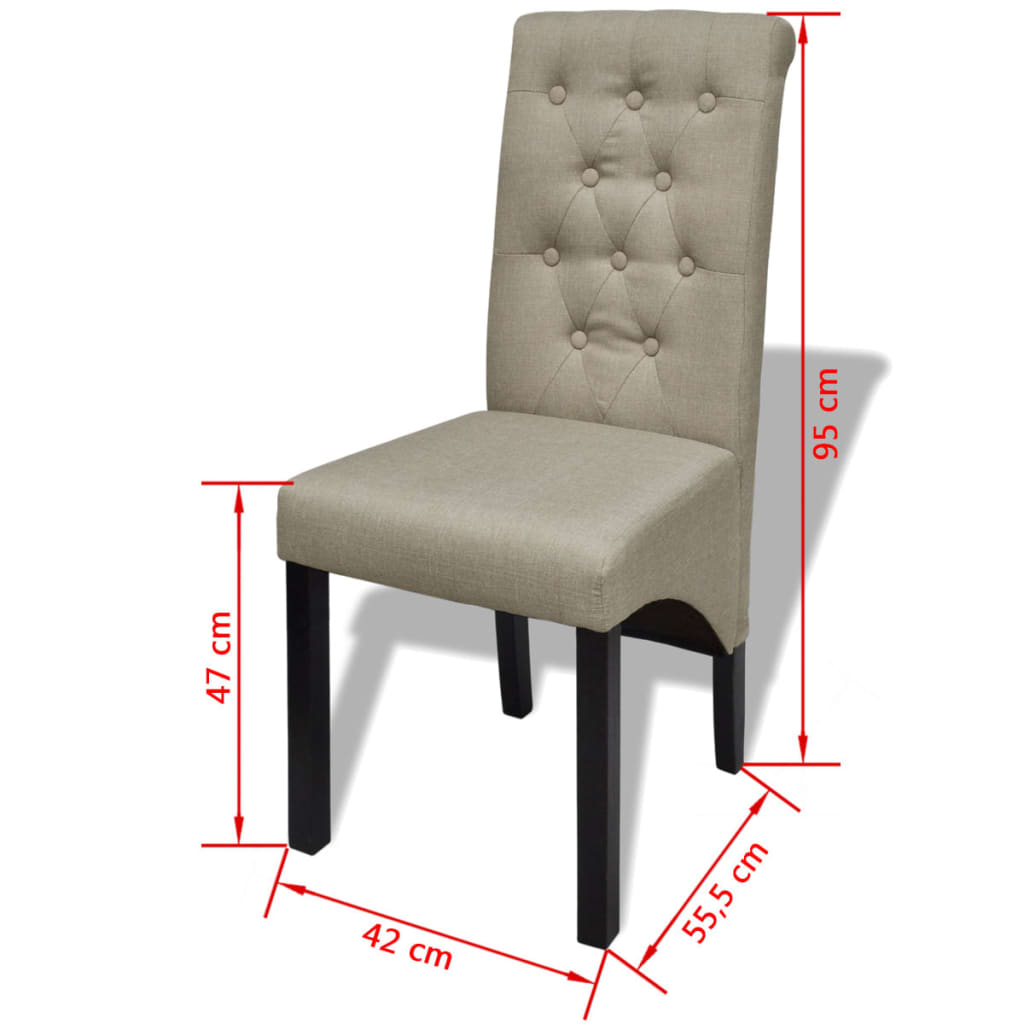 vidaXL Krzesła stołowe, 2 szt., beżowe, tkanina