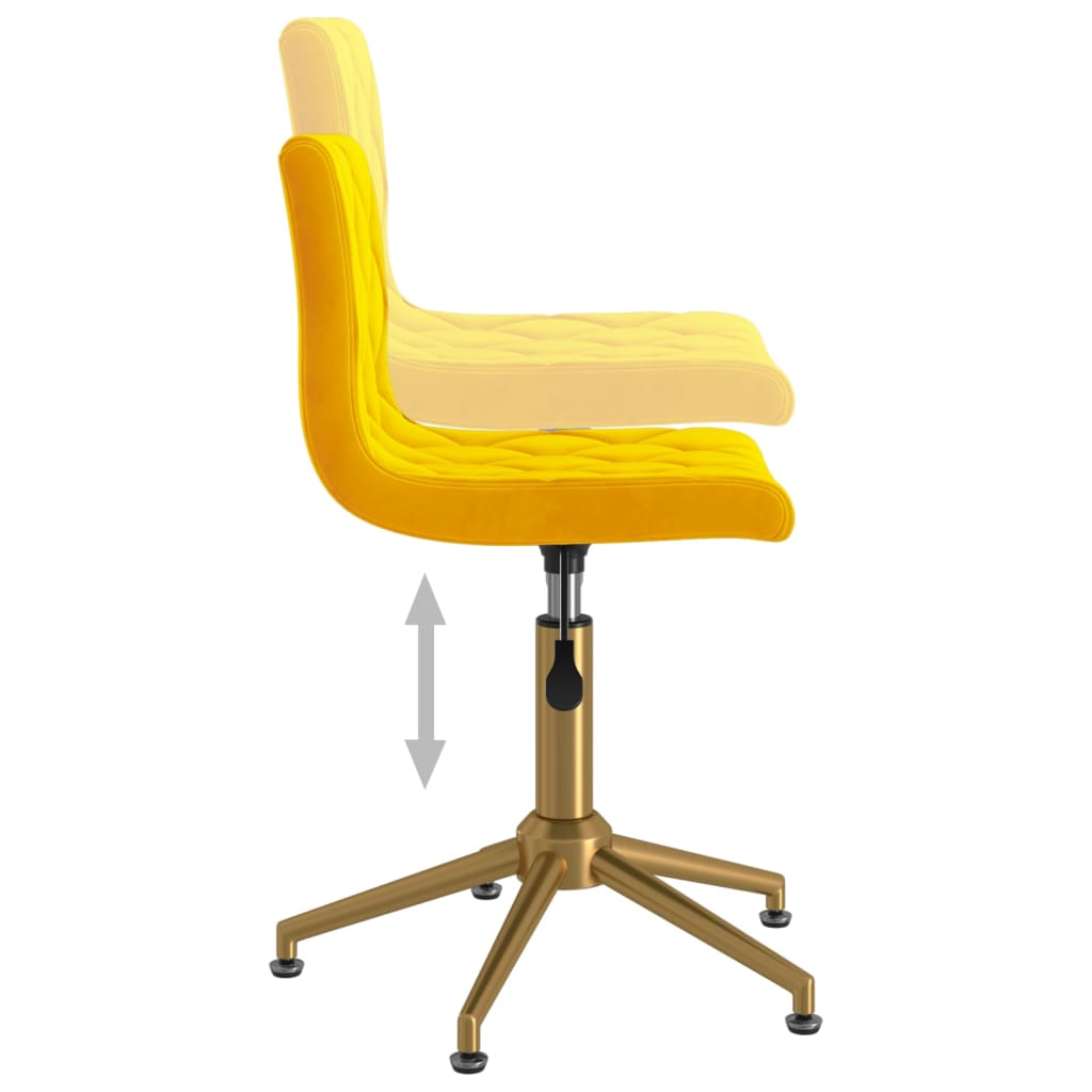 vidaXL Obrotowe krzesła stołowe, 4 szt., musztardowe, obite aksamitem