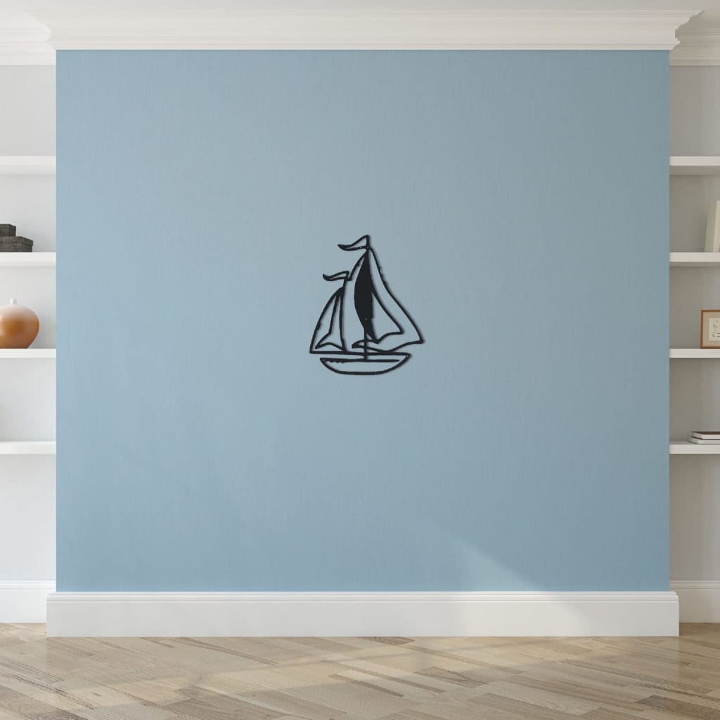 Homemania Dekoracja ścienna Sailboat, 40x50 cm, metalowa, czarna