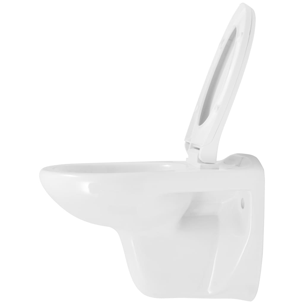 vidaXL Toaleta podwieszana z cichym zamykaniem, ceramiczna, biała