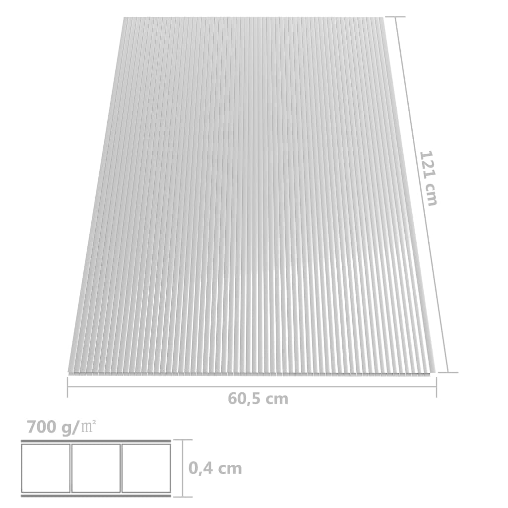 vidaXL Płyty poliwęglanowe, 14 szt., 4 mm, 121x60 cm