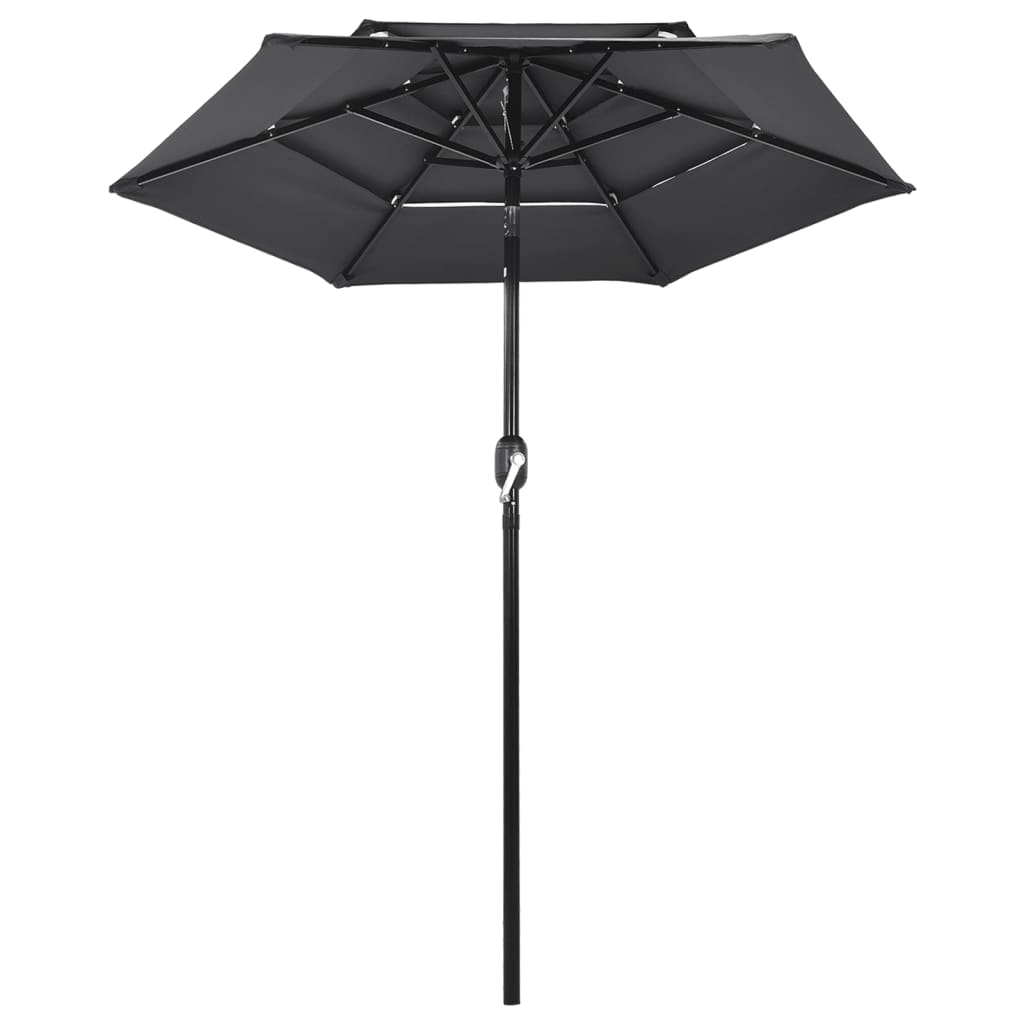 vidaXL 3-poziomowy parasol na aluminiowym słupku, antracytowy, 2 m