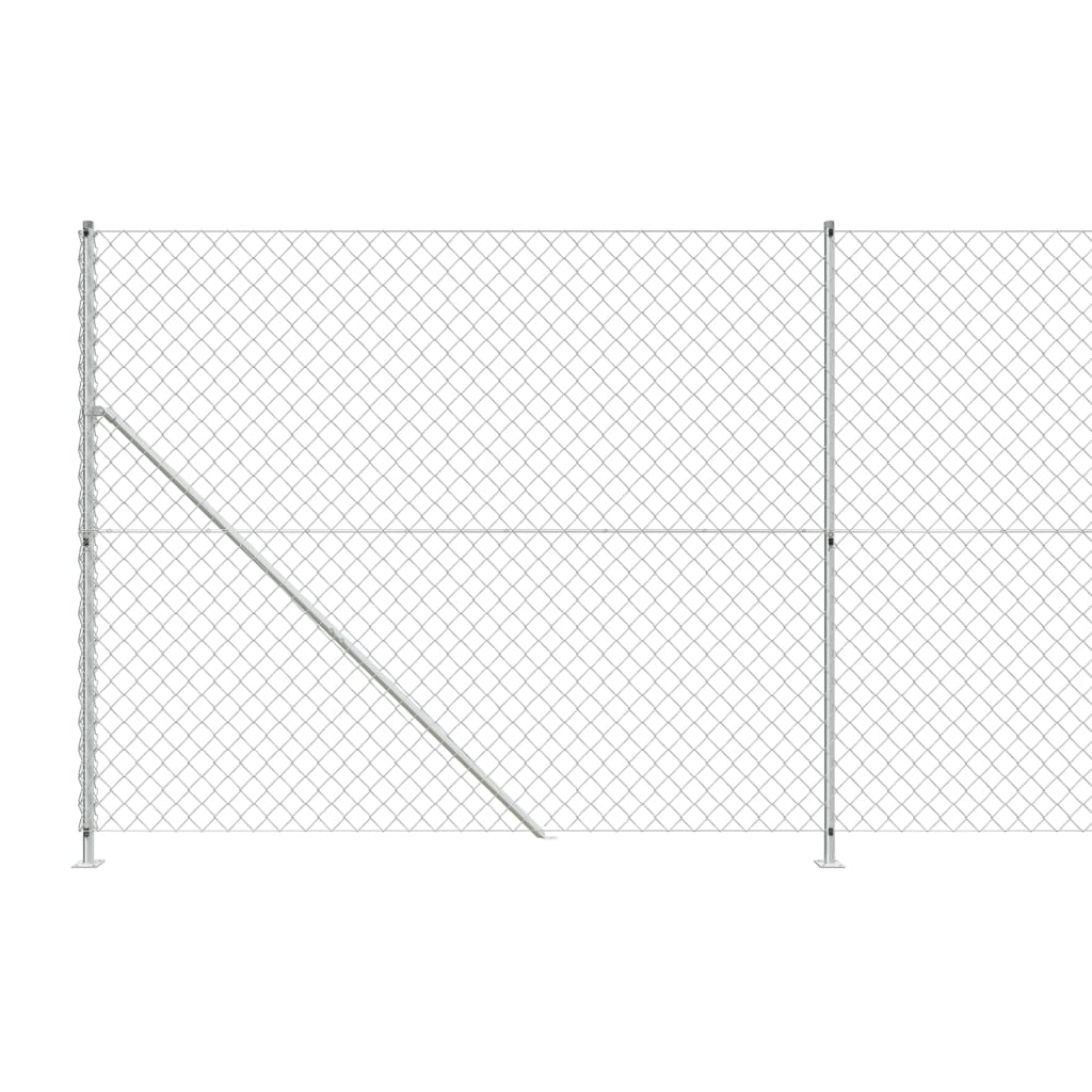 vidaXL Ogrodzenie z siatki ze stopami słupków, srebrne, 2,2x25 m