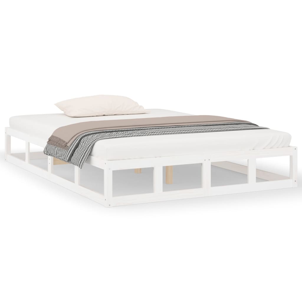 vidaXL Rama łóżka, biała, 150x200 cm, lite drewno