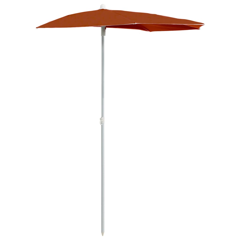 vidaXL Półokrągły parasol ogrodowy na słupku, 180x90 cm, terakota