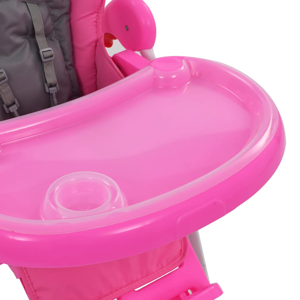 vidaXL Krzesełko do karmienia dzieci, różowo-szare