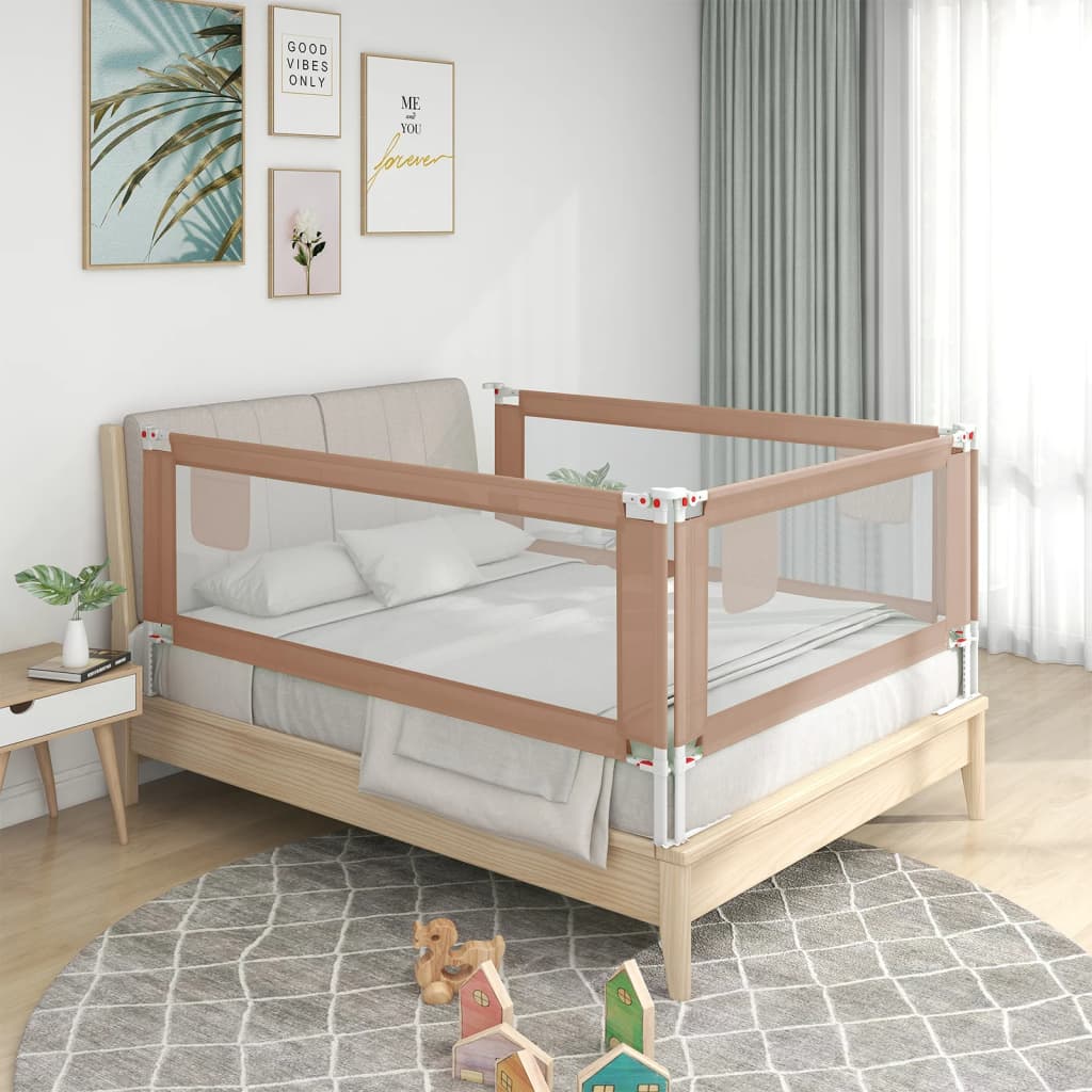 vidaXL Barierka do łóżeczka dziecięcego, taupe, 120x25 cm, tkanina