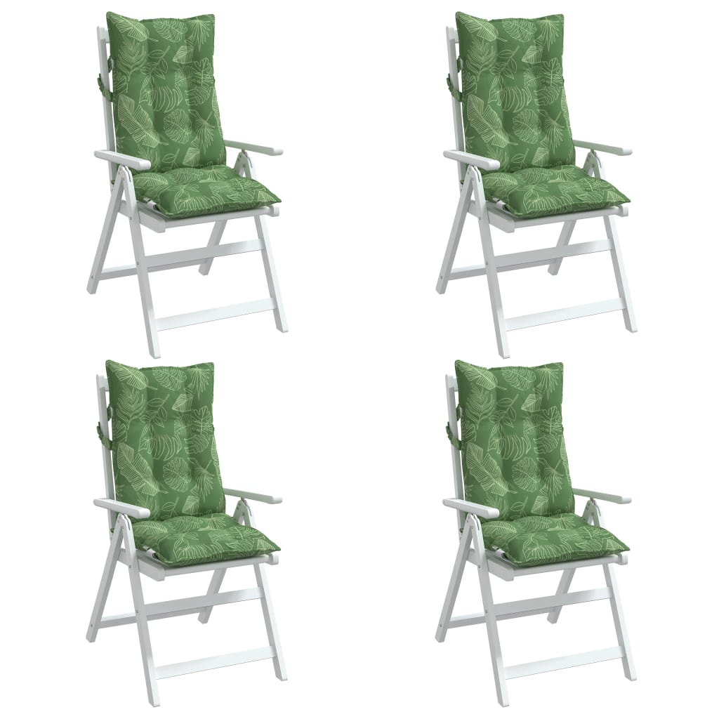 vidaXL Poduszki na krzesła z wysokim oparciem, 4 szt., wzór w liście