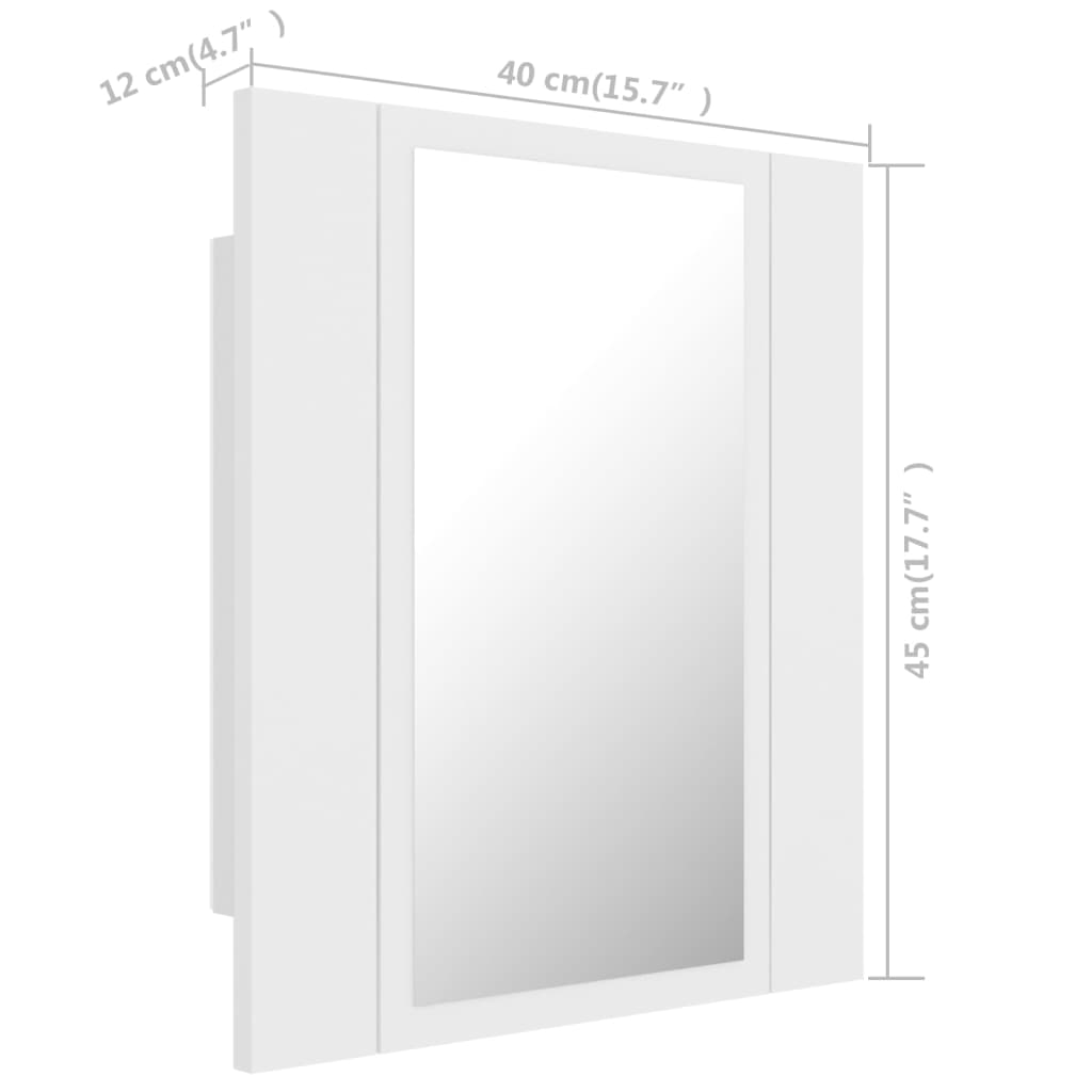 vidaXL Szafka łazienkowa z lustrem i LED, biała, 40x12x45 cm