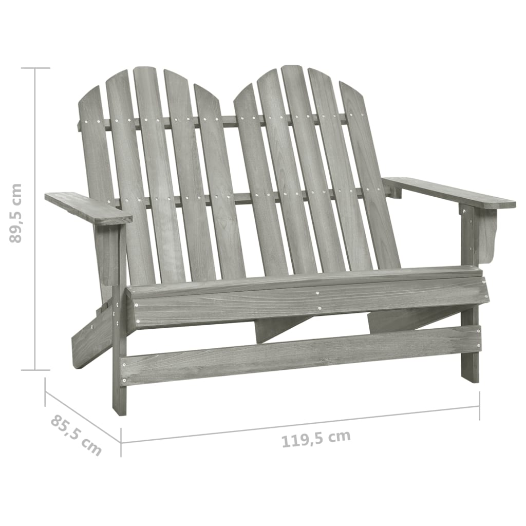 vidaXL 2-osobowe krzesło ogrodowe Adirondack, jodłowe, szare