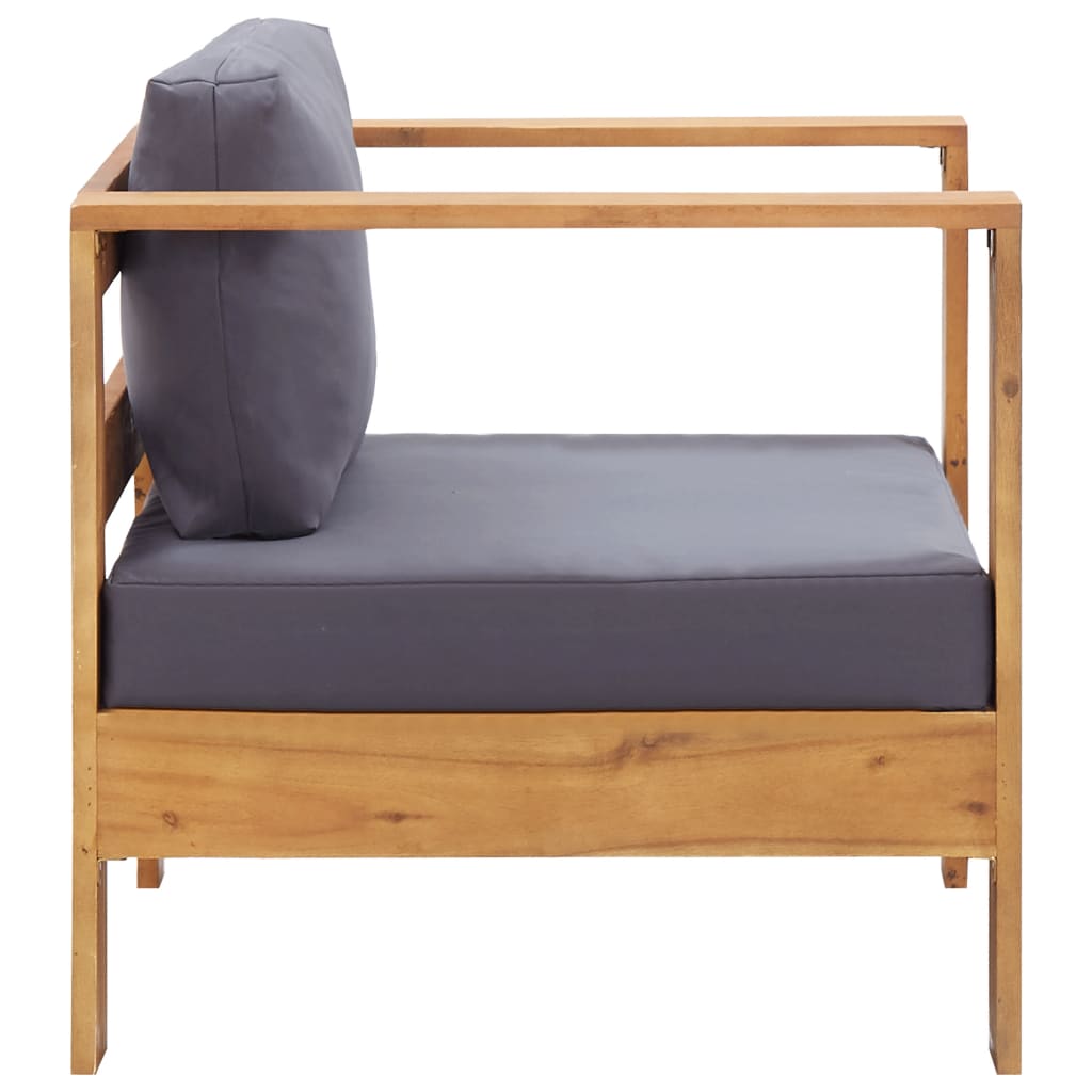 vidaXL Fotel ogrodowy z poduszką, ciemnoszary, lite drewno akacjowe