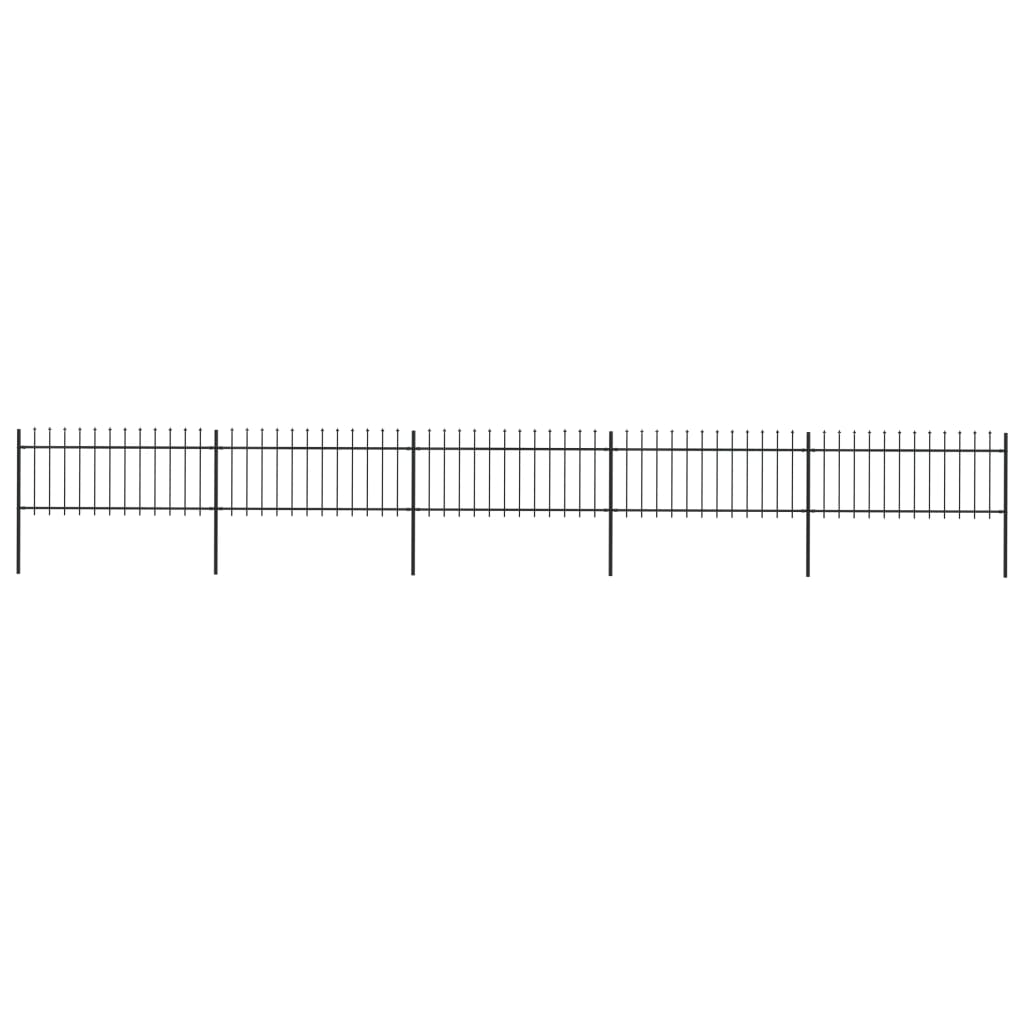 vidaXL Ogrodzenie z prętów z grotami, stalowe, 8,5 x 0,8 m, czarne