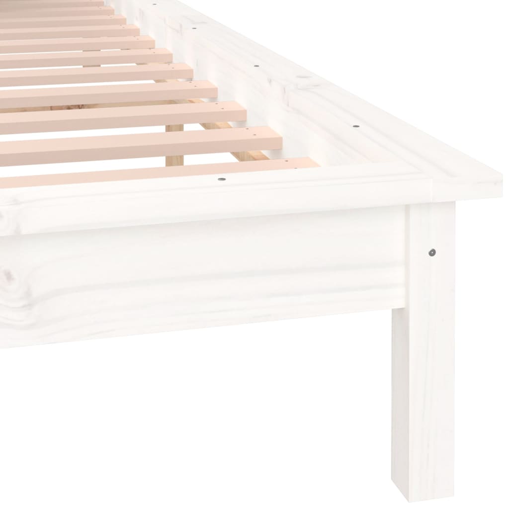 vidaXL Rama łóżka z LED, biała, 160x200 cm, lite drewno