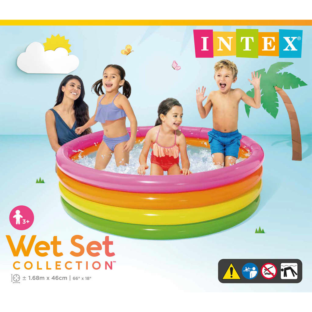 Intex Dmuchany basen dla dzieci Sunset, 4 obręcze, 168x46 cm