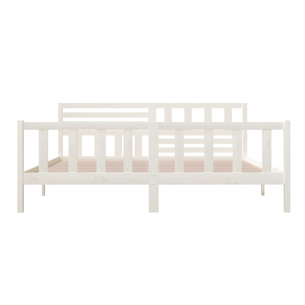 vidaXL Rama łóżka, biała, lite drewno sosnowe, 200 x 200 cm