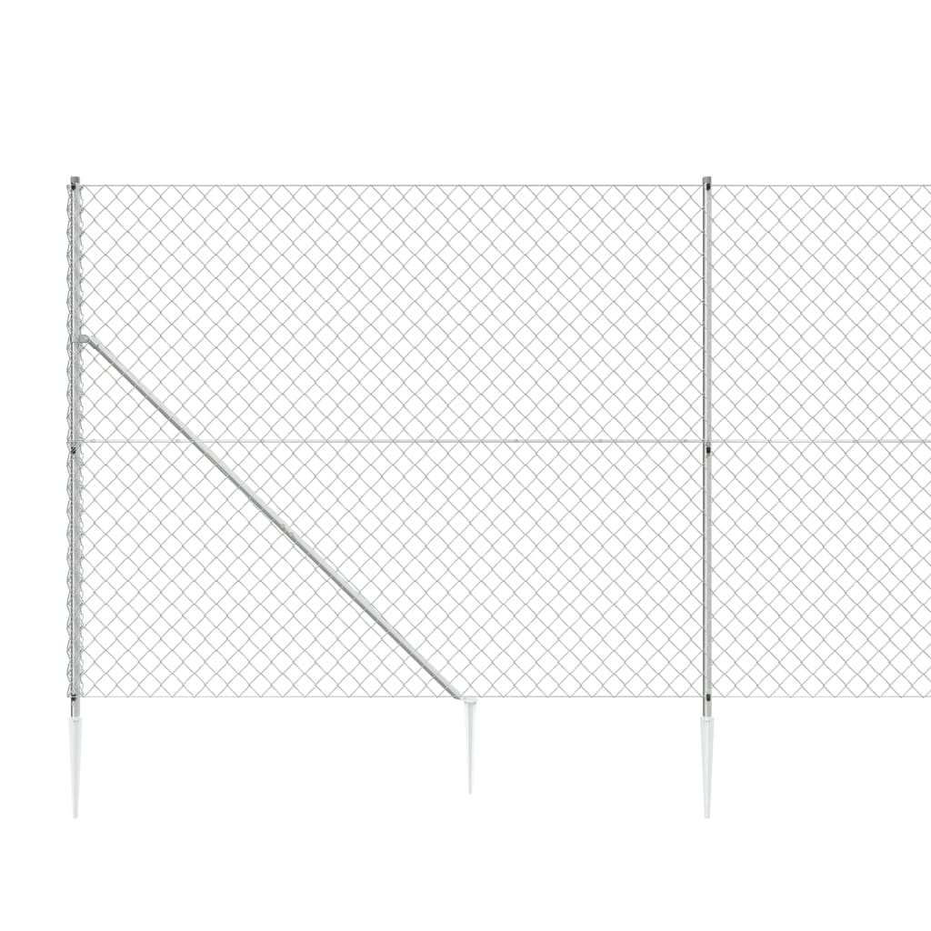 vidaXL Ogrodzenie z siatki, z kotwami, srebrne, 1,4x25 m