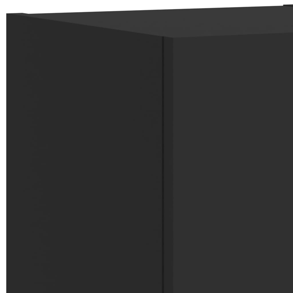 vidaXL Ścienna szafka TV z LED, czarna, 30,5x35x30 cm
