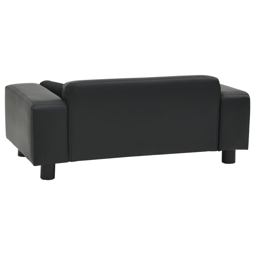 vidaXL Sofa dla psa, czarna, 81x43x31 cm, plusz i sztuczna skóra
