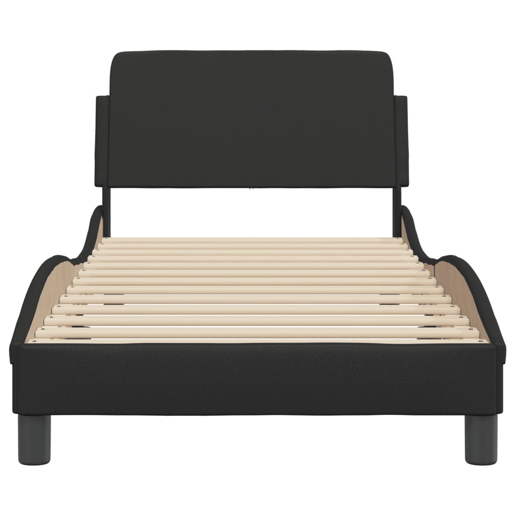 vidaXL Rama łóżka z zagłówkiem, czarna, sztuczna skóra, 80x200 cm